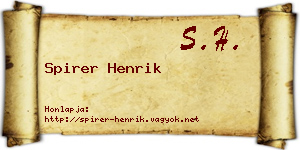 Spirer Henrik névjegykártya